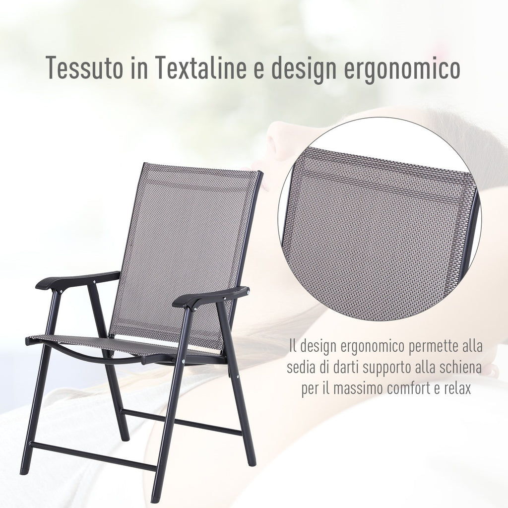 EasyComfort Set van 2 opvouwbare tuinstoelen staal/textilene 58x64x94 cm