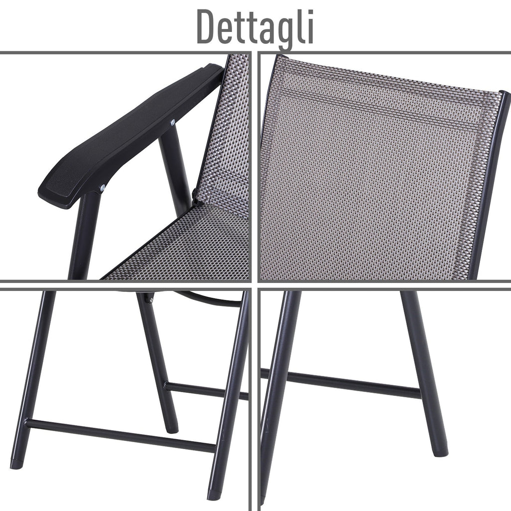 EasyComfort Set van 2 opvouwbare tuinstoelen staal/textilene 58x64x94 cm