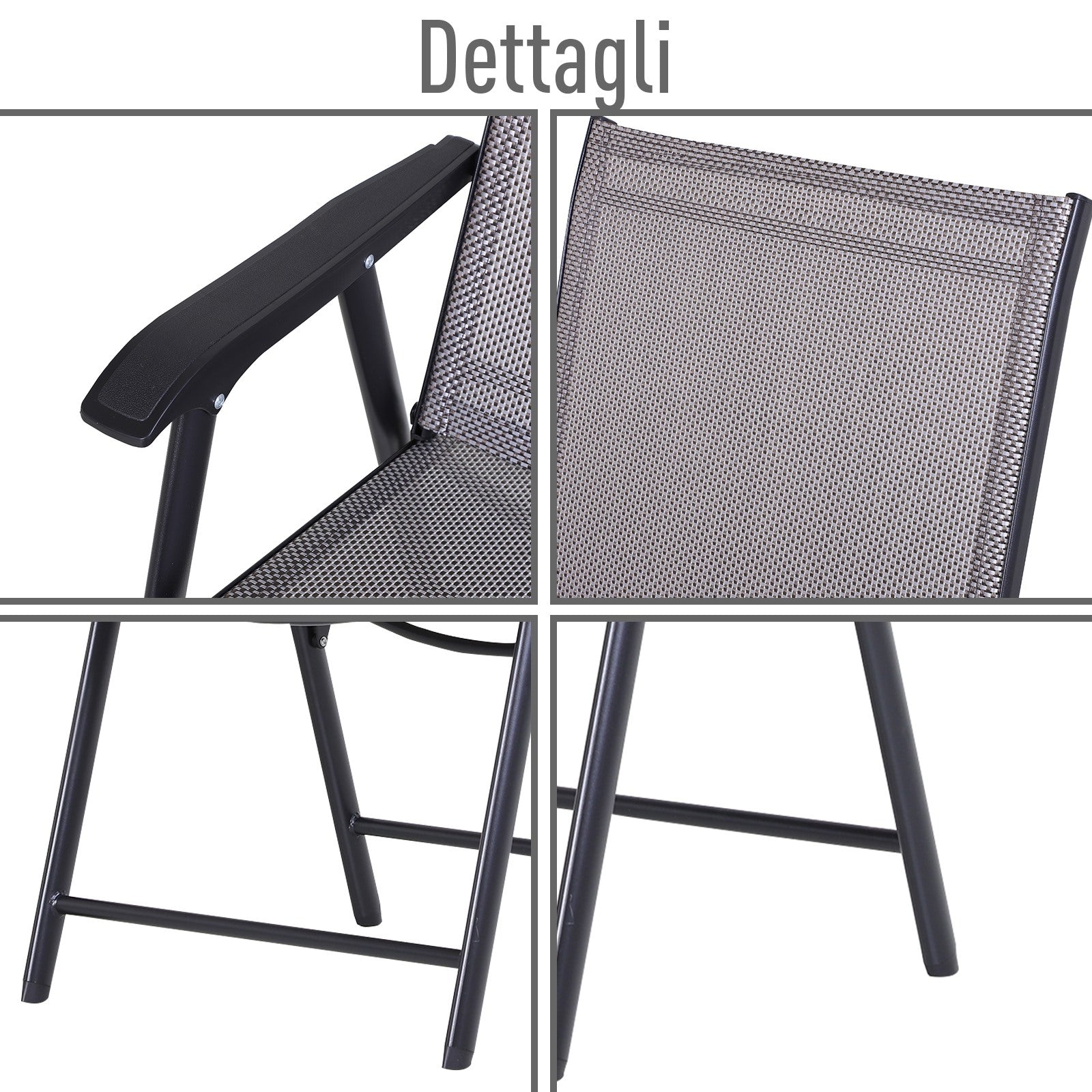 EasyComfort Set van 2 opvouwbare tuinstoelen staal/textilene 58x64x94 cm