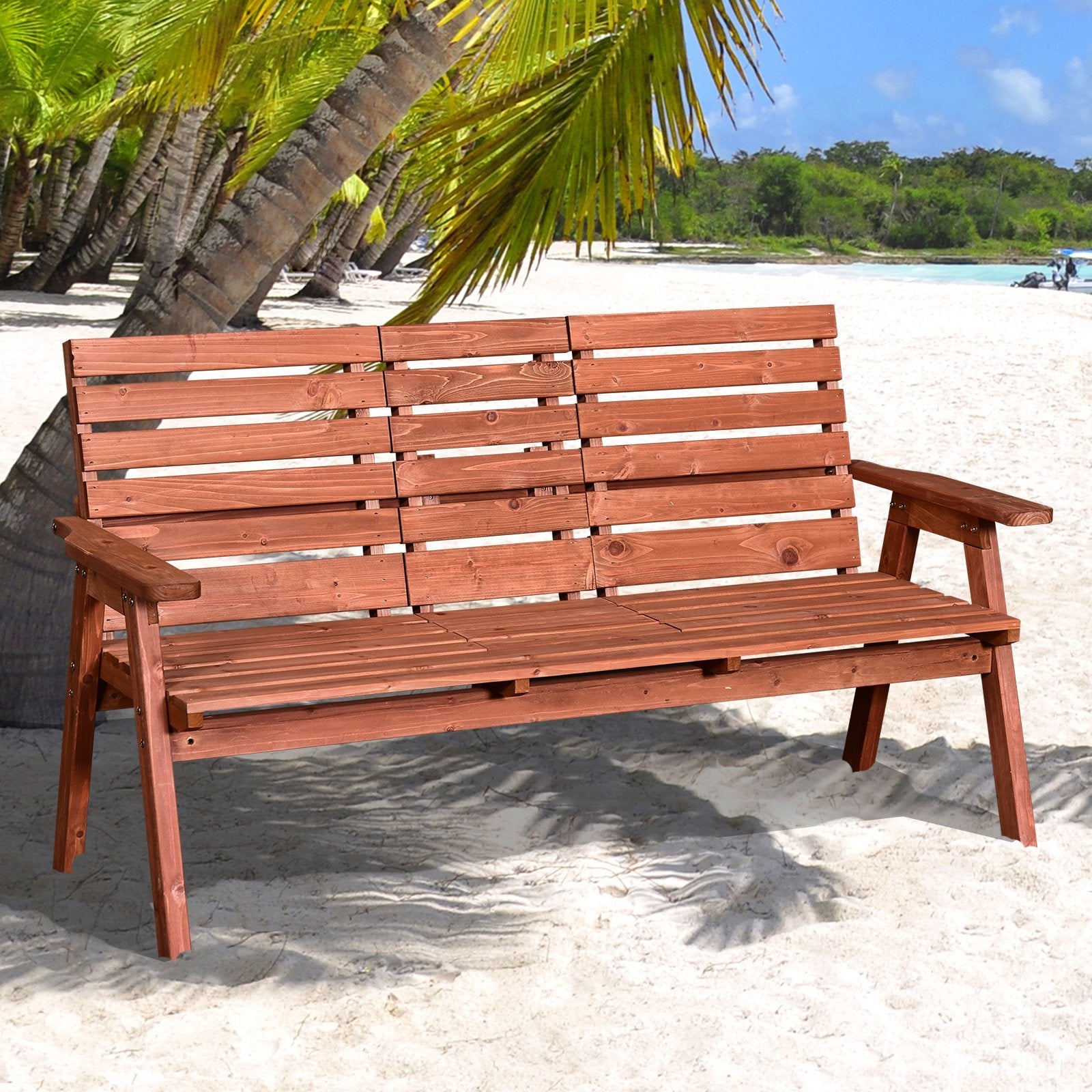 EASYCOMFORT Garden Bench in Fir Wood 2 or 3 Seats, Coffee Table Convertible into Seat 160x70x85cm