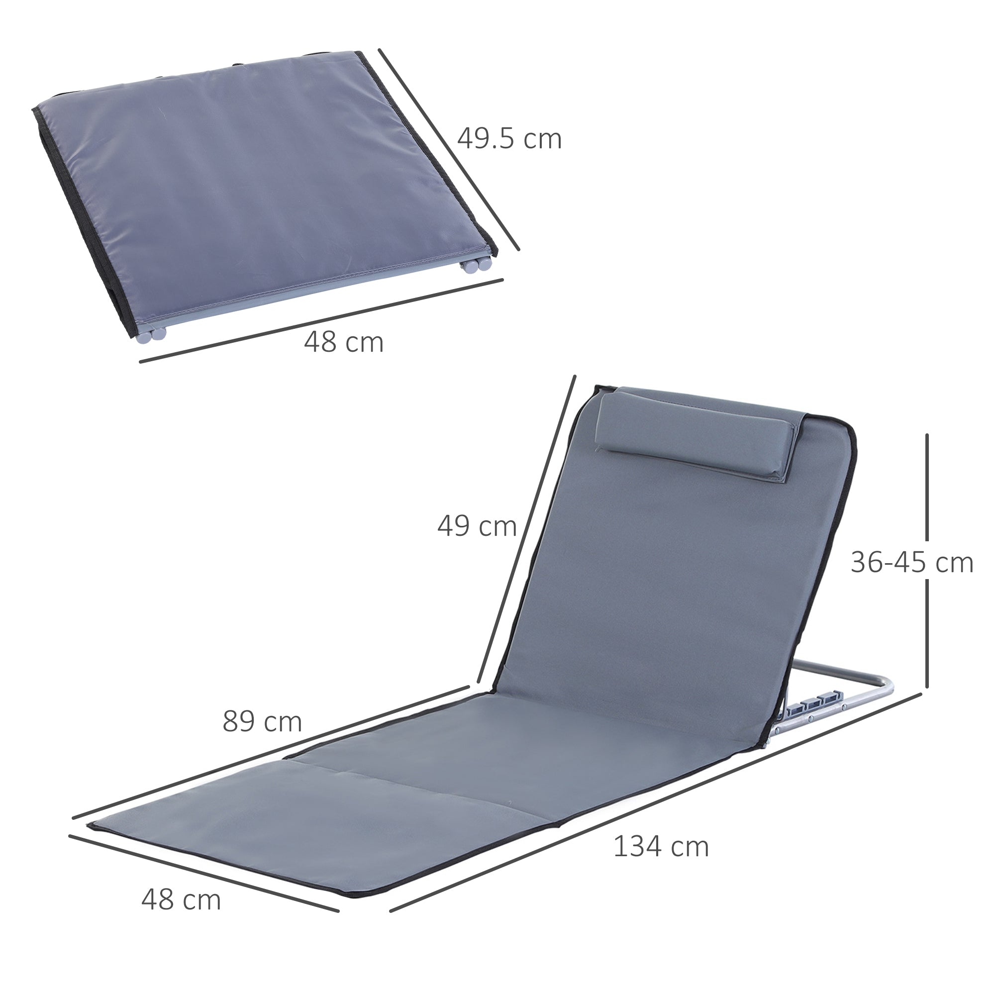 EASYCOMFORT Set van 2 inklapbare strandstoelen, verstelbare rugleuning
