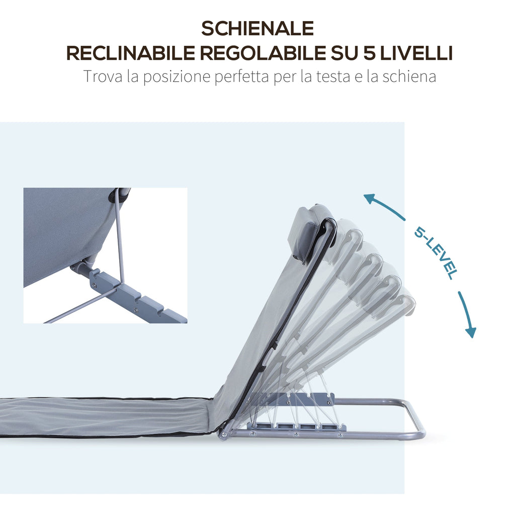 EASYCOMFORT Set van 2 inklapbare strandstoelen, verstelbare rugleuning