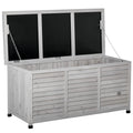 EASYCOMFORT Storage Bench in Fir Wood, Outdoor Chest with Non-Slip Feet 127x56x60cm, Gray