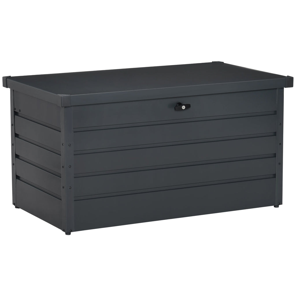 Easycomfort Panca Baule Contenitore da Giardino with Chiave, Cassapanca Moderna in Acciaio, Grigio, 120x62x62cm