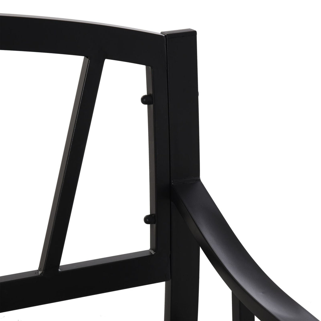 EASYCOMFORT Garden Bench in Waterproof Black Metal, 2-Seater Outdoor Iron Bench, 128x56x86cm