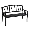 EASYCOMFORT Garden Bench in Waterproof Black Metal, 2-Seater Outdoor Iron Bench, 128x56x86cm