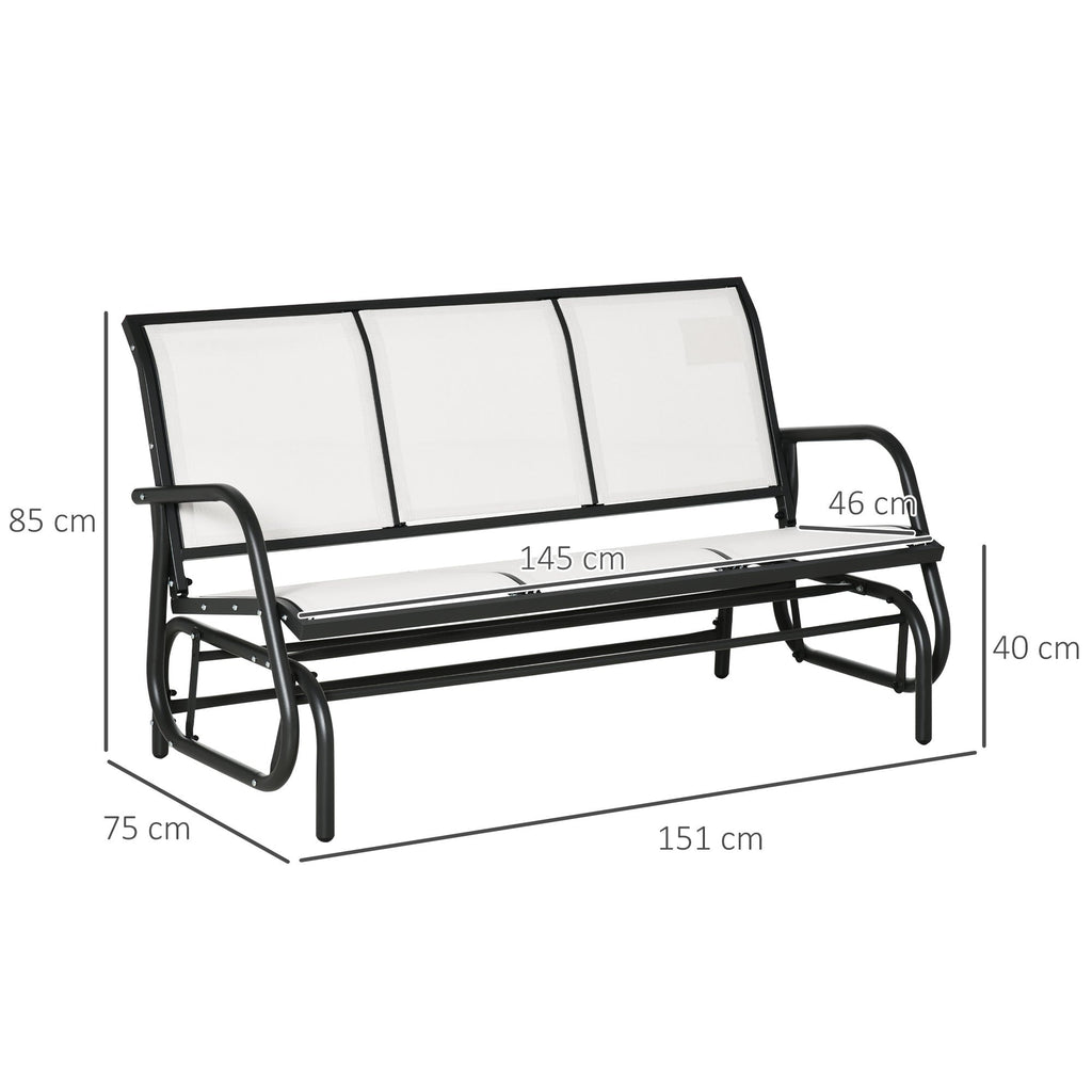 EASYCOMFORT 3-Seater Garden Rocking Bench in Metal and Breathable Mesh Fabric, 151x75x85cm, Beige
