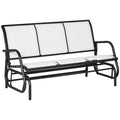 EASYCOMFORT 3-Seater Garden Rocking Bench in Metal and Breathable Mesh Fabric, 151x75x85cm, Beige