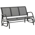 EASYCOMFORT 3-Seater Garden Rocking Bench in Metal and Breathable Mesh Fabric, 151x75x85cm, Gray