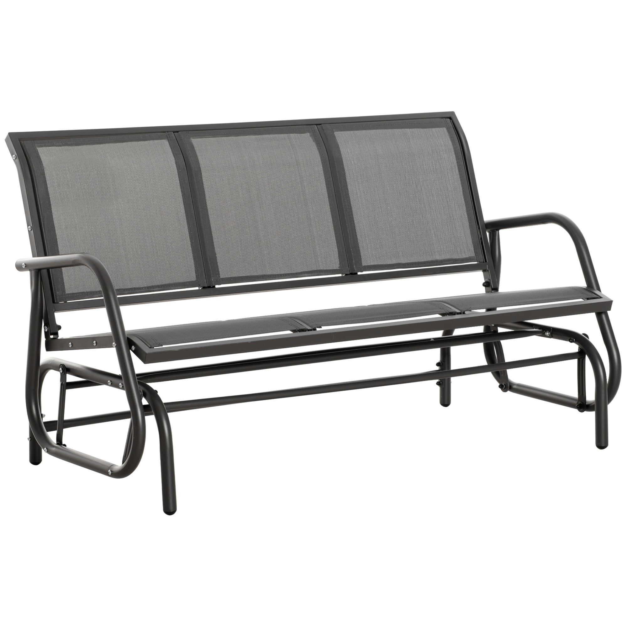 EASYCOMFORT 3-Seater Garden Rocking Bench in Metal and Breathable Mesh Fabric, 151x75x85cm, Gray