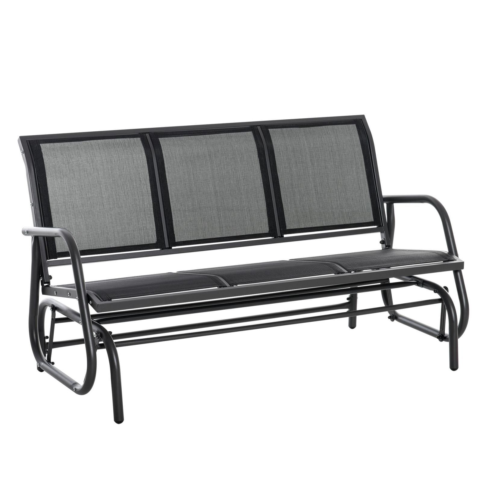EASYCOMFORT 3-Seater Garden Rocking Bench in Metal and Breathable Fabric