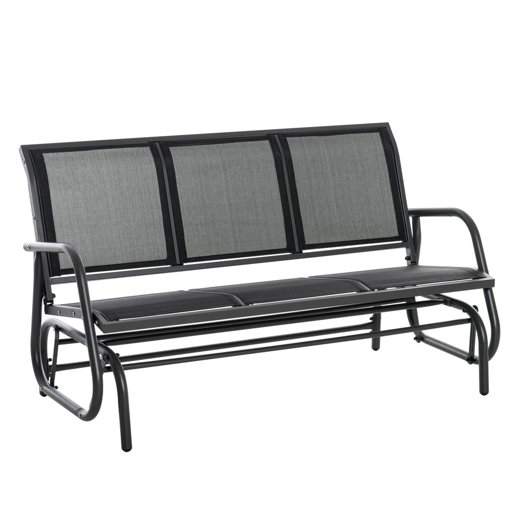 EASYCOMFORT 3-Seater Garden Rocking Bench in Metal and Breathable Fabric