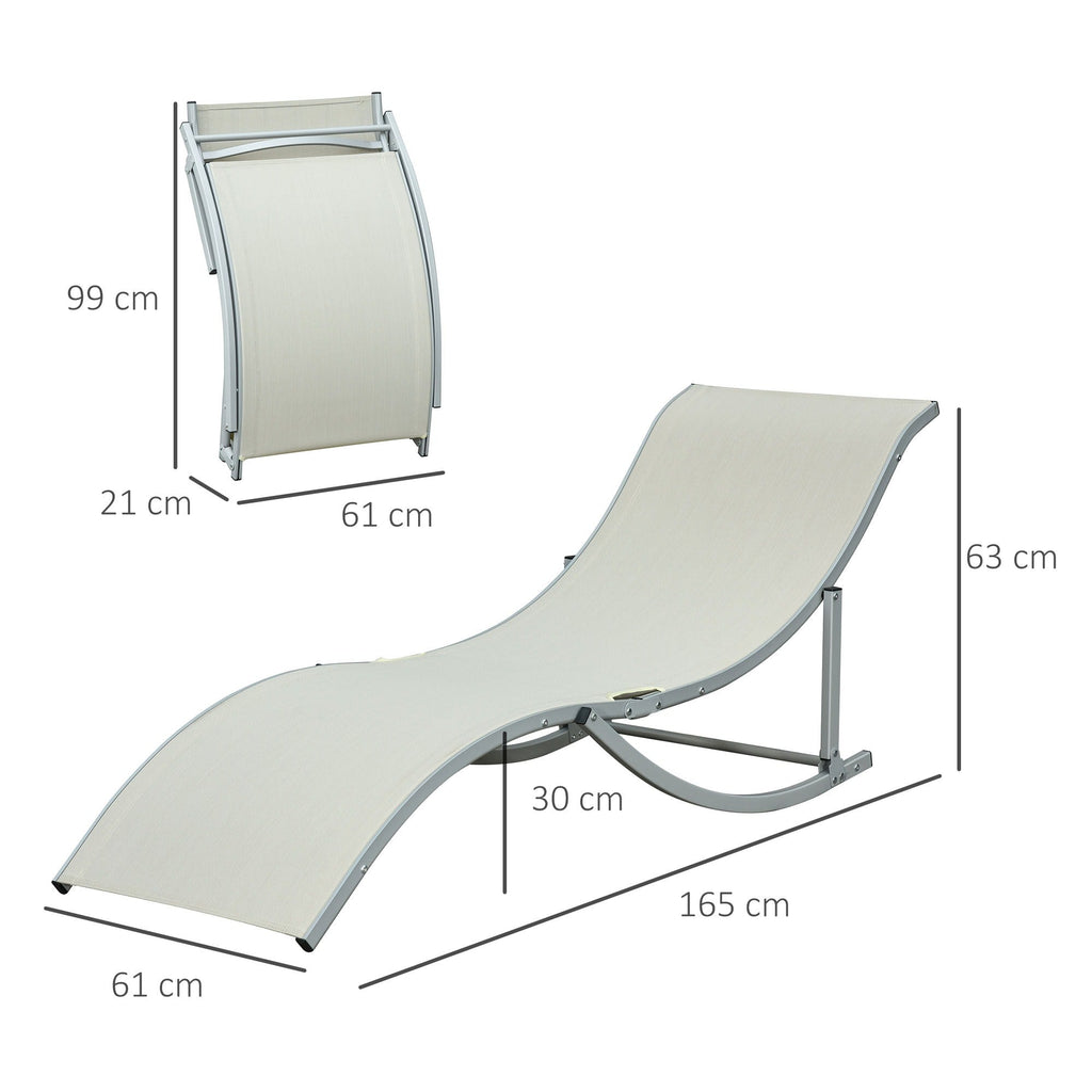 EASYCOMFORT Set van 2 inklapbare ligstoelen, aluminium/Texteline, 61x165x63 cm