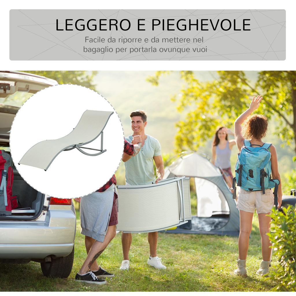 EASYCOMFORT Set van 2 inklapbare ligstoelen, aluminium/Texteline, 61x165x63 cm