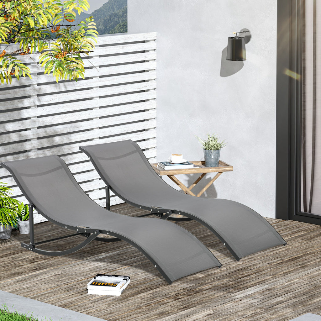 EasyComfort Set van 2 opvouwbare tuinligstoelen 61x165x63 cm