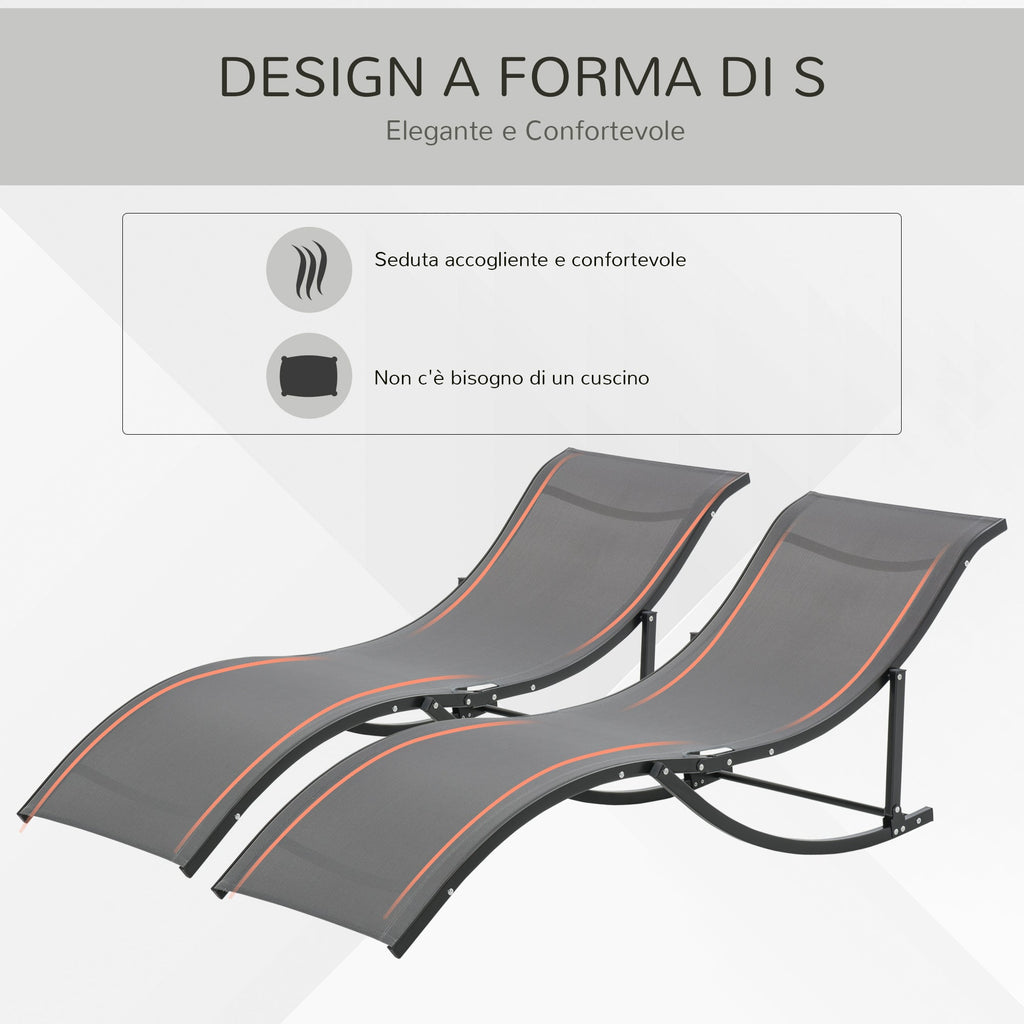 EasyComfort Set van 2 opvouwbare tuinligstoelen 61x165x63 cm