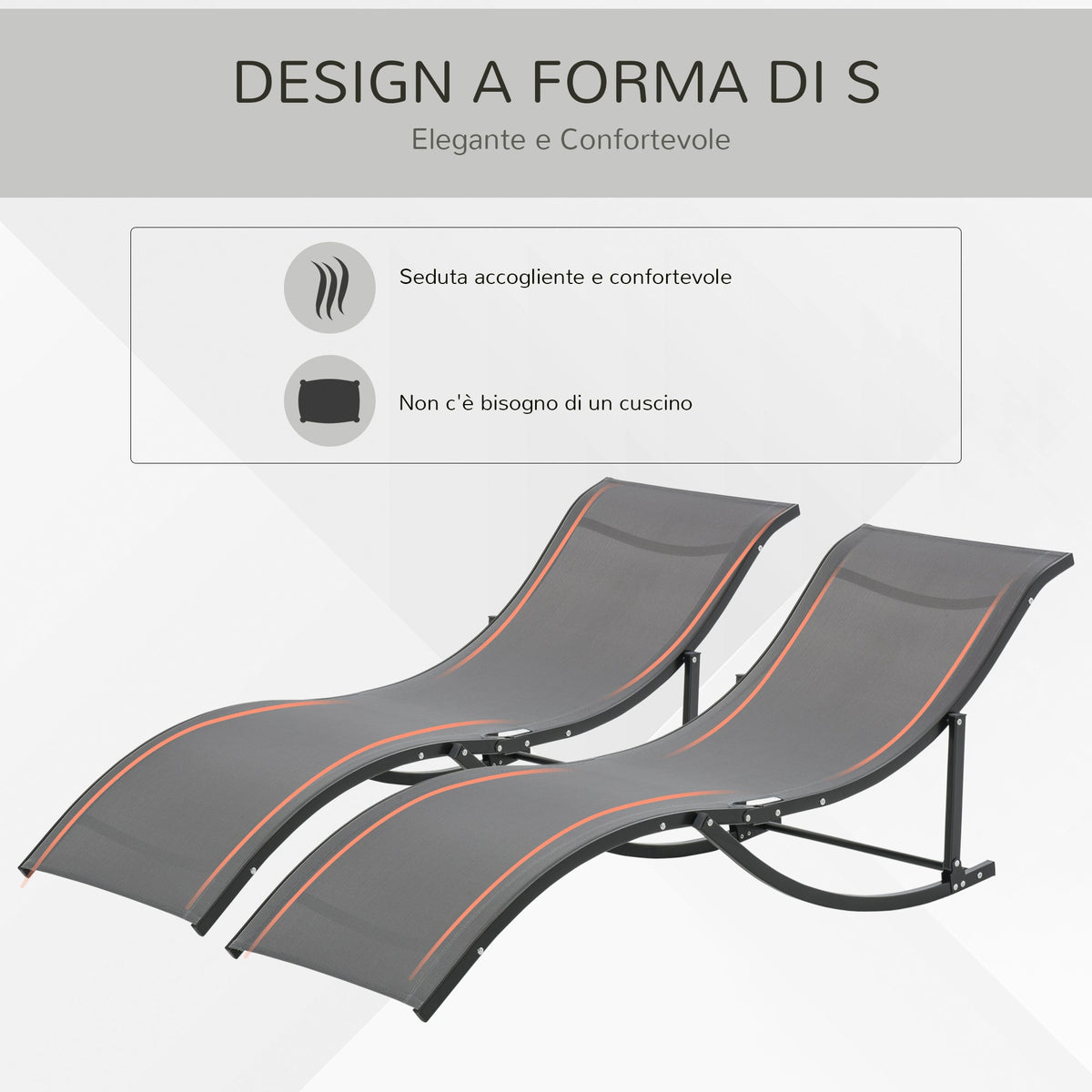 EasyComfort Set van 2 opvouwbare tuinligstoelen 61x165x63 cm
