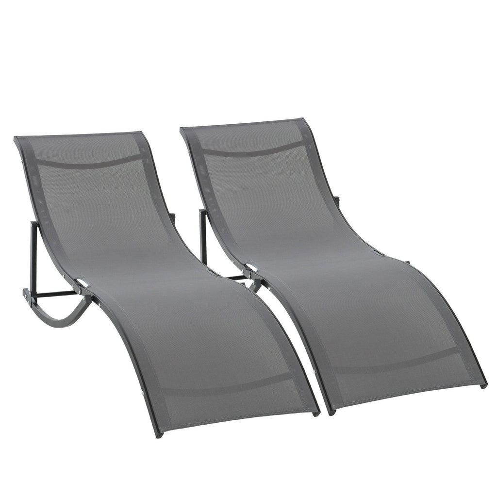 EasyComfort Set van 2 opvouwbare tuinligstoelen 61x165x63 cm