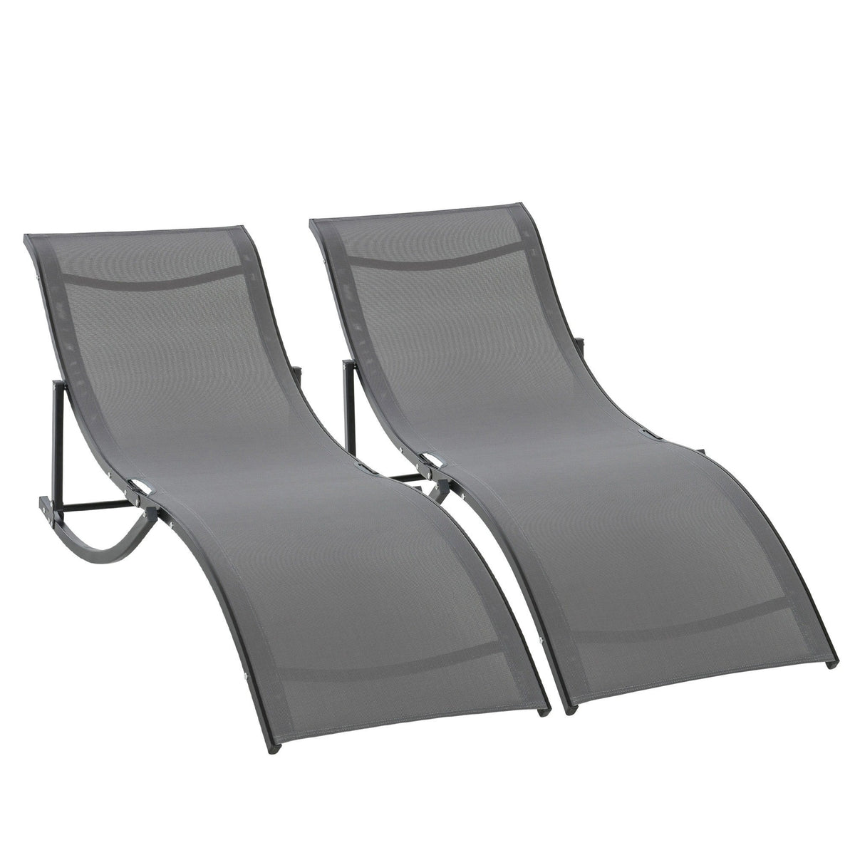 EasyComfort Set van 2 opvouwbare tuinligstoelen 61x165x63 cm
