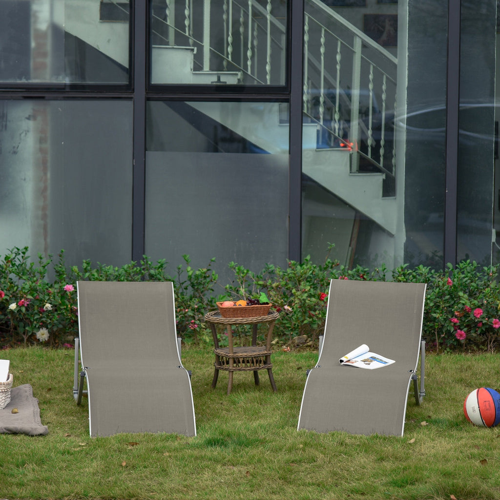 EASYCOMFORT Set of 2 Folding Garden Deckchairs, Sun Lounger in Aluminum and Textilene, 61x165x63cm