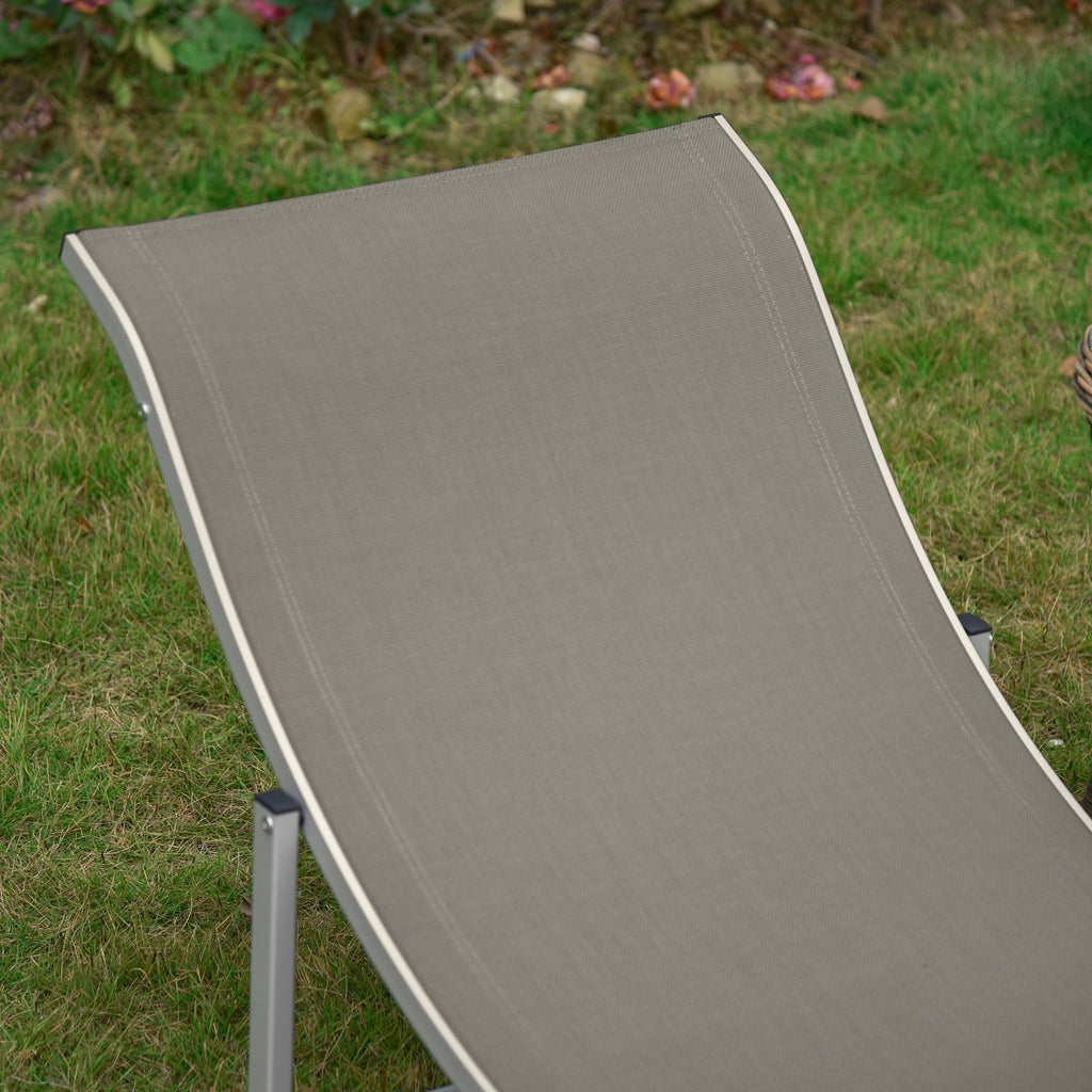 EASYCOMFORT Set of 2 Folding Garden Deckchairs, Sun Lounger in Aluminum and Textilene, 61x165x63cm