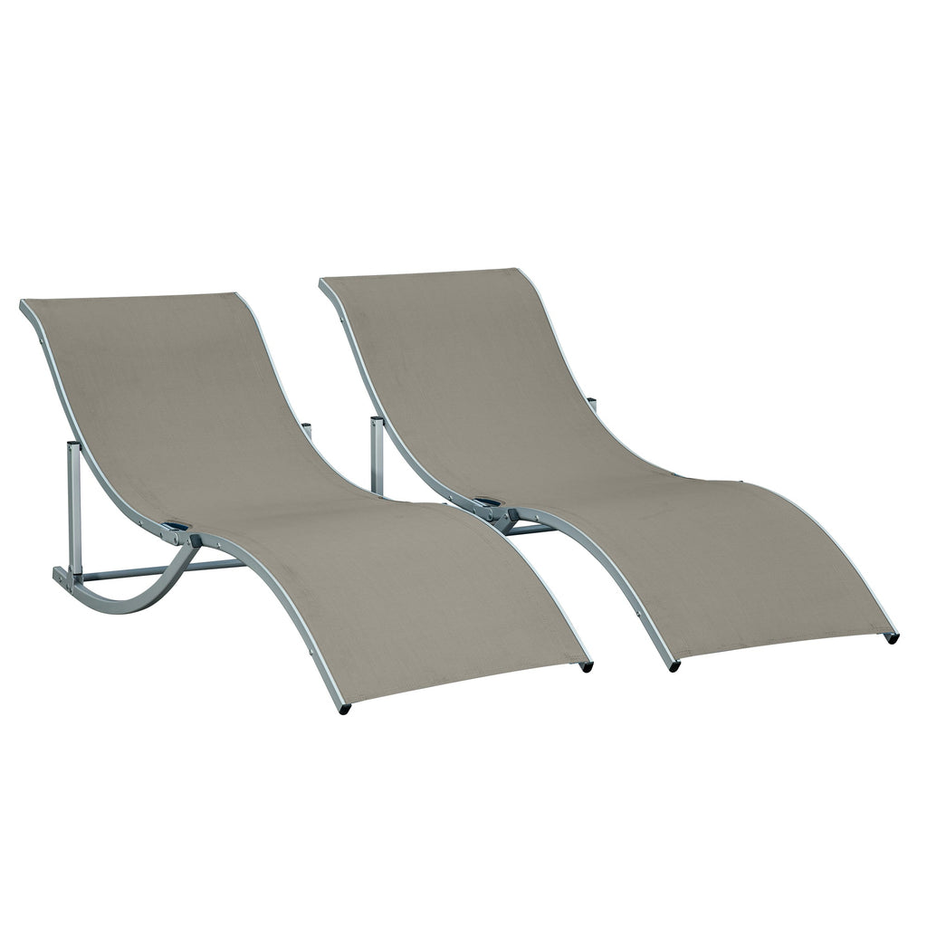 EASYCOMFORT Set of 2 Folding Garden Deckchairs, Sun Lounger in Aluminum and Textilene, 61x165x63cm