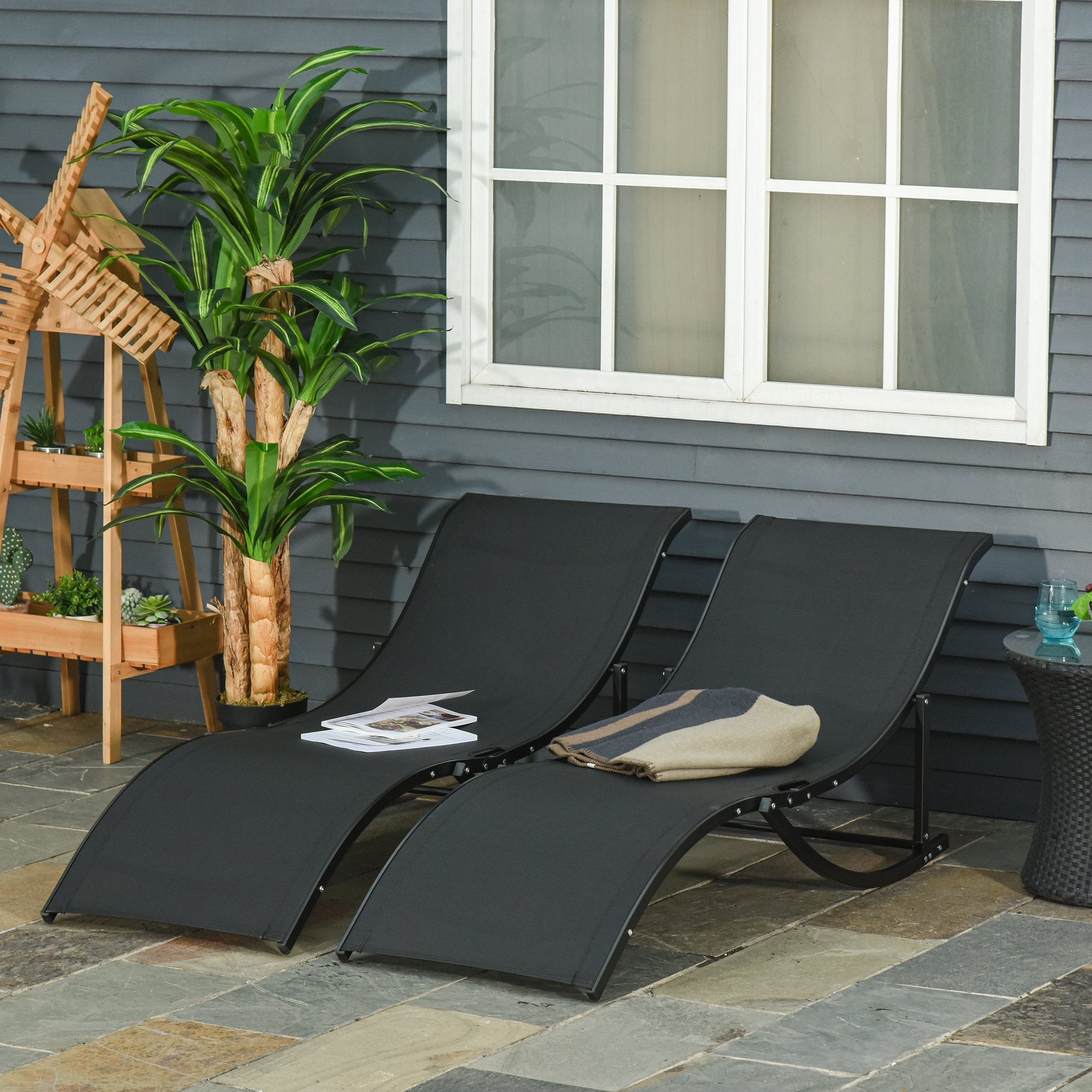 EasyComfort Set van 2 inklapbare ligstoelen 61x165x63 cm