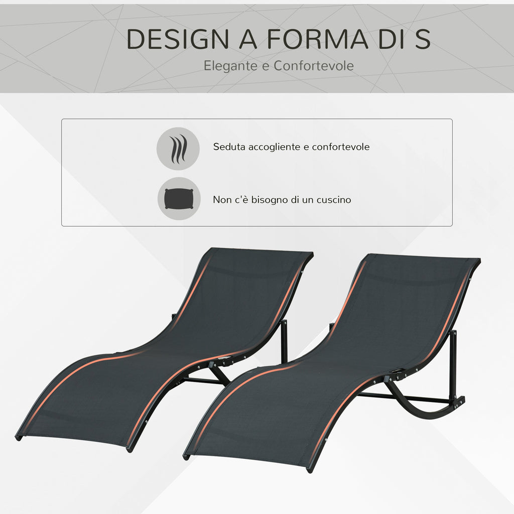 EasyComfort Set van 2 inklapbare ligstoelen 61x165x63 cm
