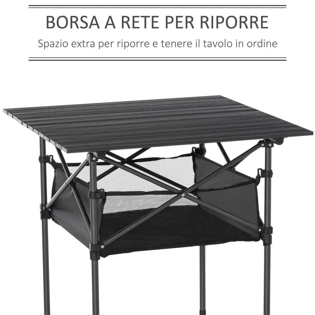 Easycomfort Tavolo da Campeggio Picnic Pieghevole, Salvaspazio e Arrotolabile with Borsa da Viaggio, black 70x70x69cm