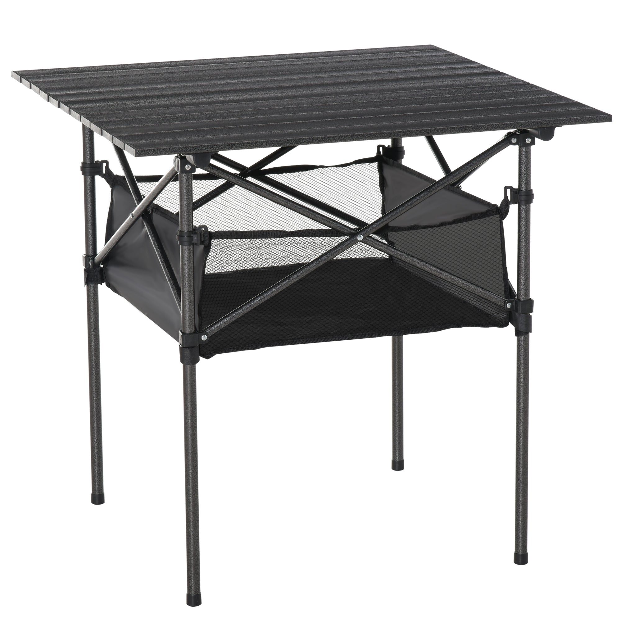 Easycomfort Tavolo da Campeggio Picnic Pieghevole, Salvaspazio e Arrotolabile with Borsa da Viaggio, black 70x70x69cm