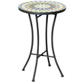 Easycomfort Tavolino da Giardino in Metallo with Piano d'Appoggio a Mosaico, ?35.5x53.5cm