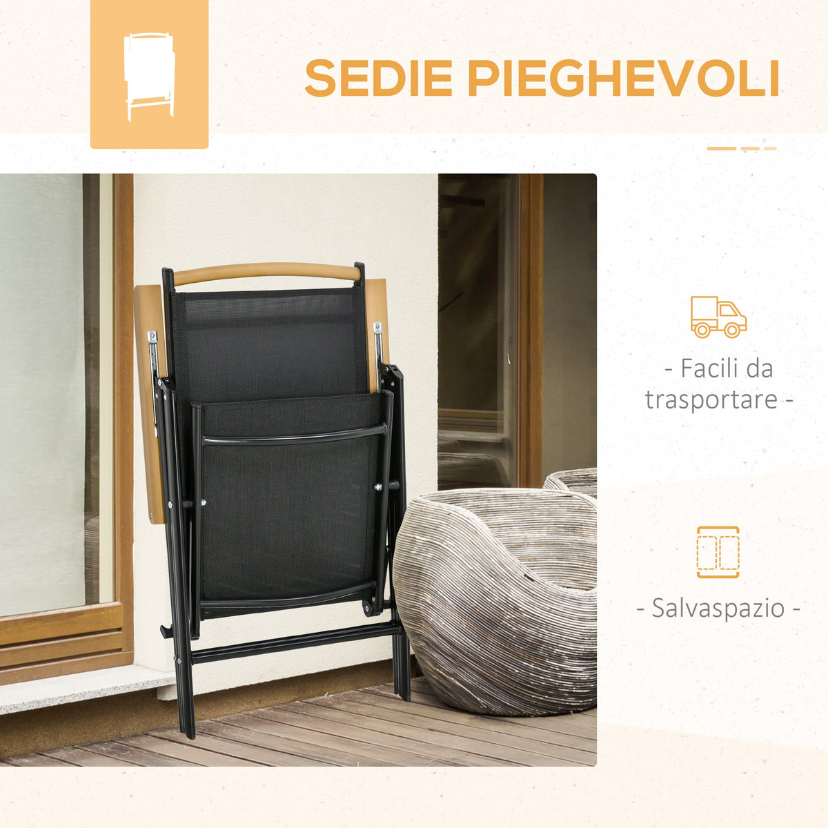 EasyComfort 7-delige tuinset (tafel + 6 stoelen) - zwart