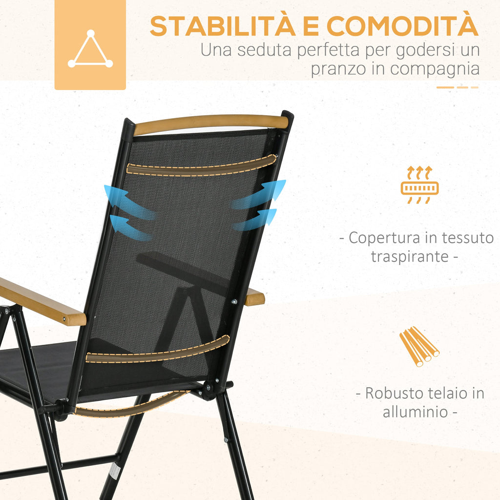 EasyComfort 7-delige tuinset (tafel + 6 stoelen) - zwart