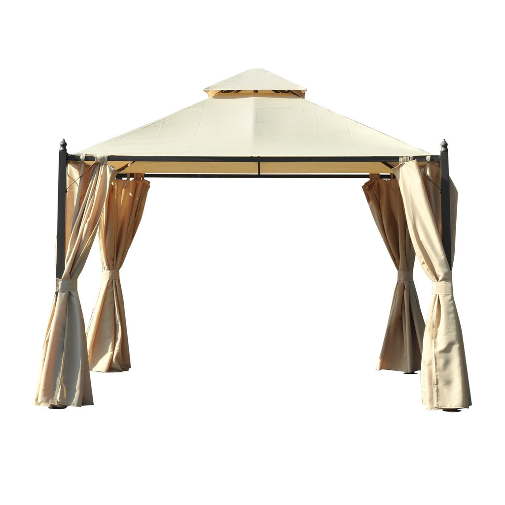 EasyComfort 3 x 3 m tuinpaviljoen met 4 zijwanden en dubbel dak, beige