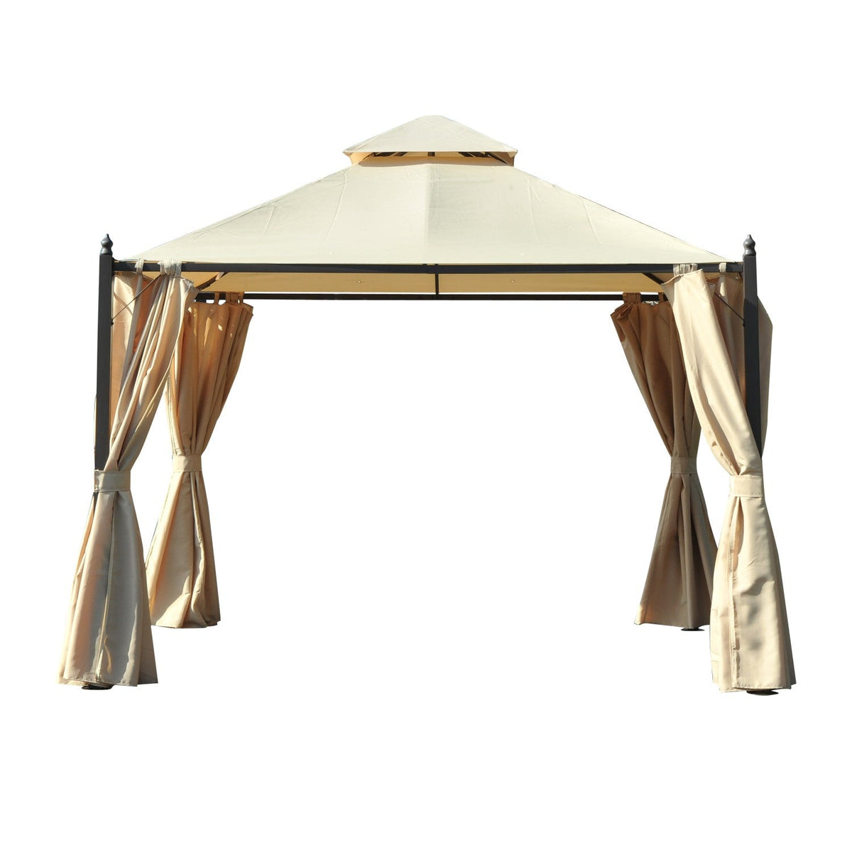 EasyComfort 3 x 3 m tuinpaviljoen met 4 zijwanden en dubbel dak, beige