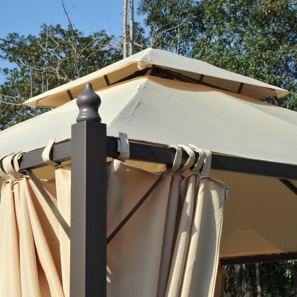 EasyComfort 3 x 3 m tuinpaviljoen met 4 zijwanden en dubbel dak, beige