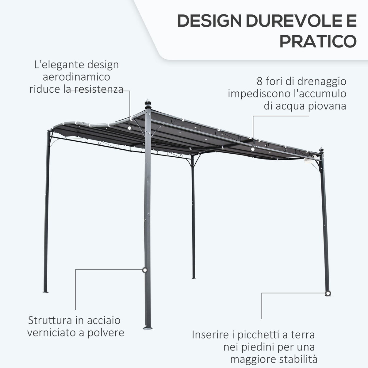 EasyComfort Pergola 3x3 m - pergola voor tuin/terras, grijs