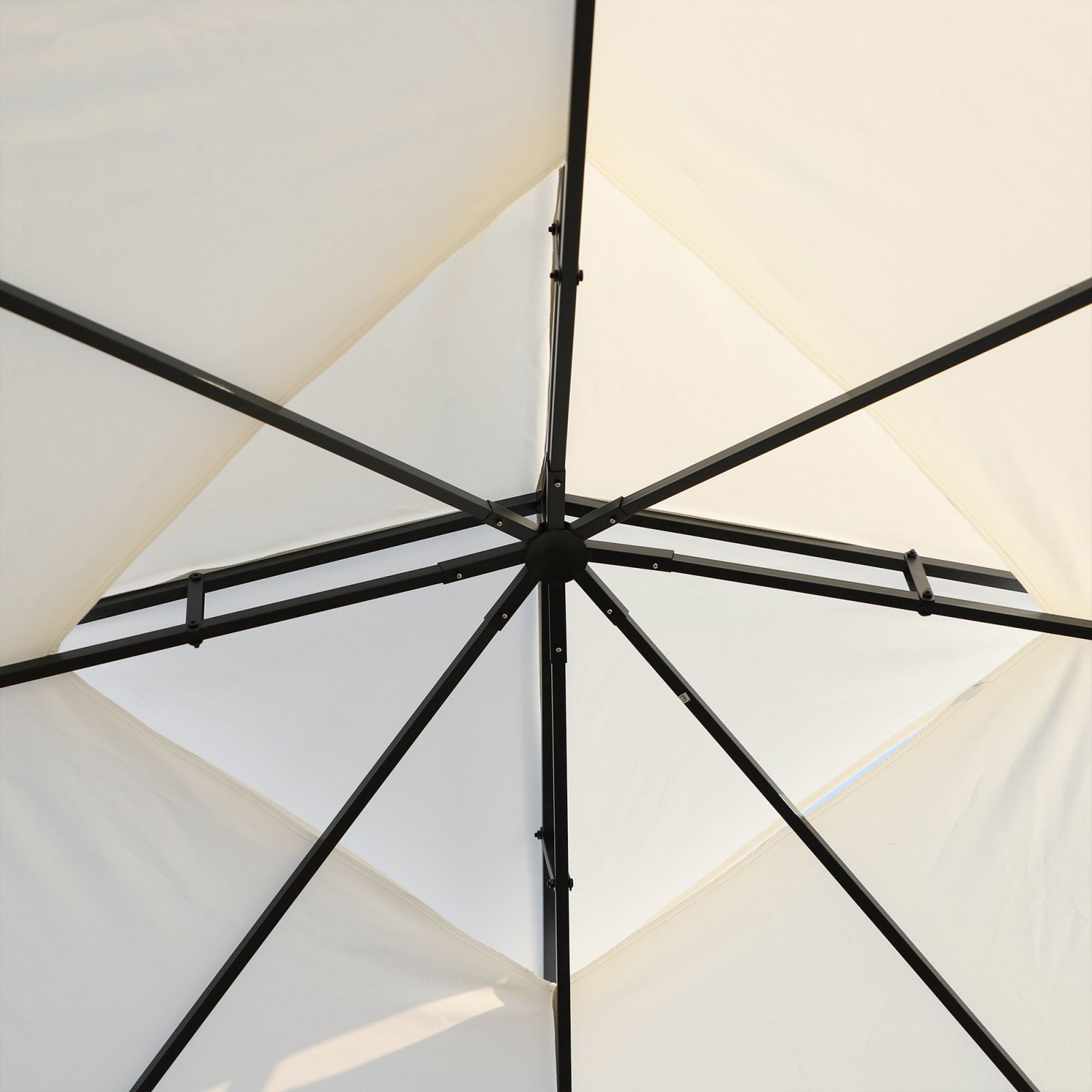 EASYCOMFORT Garden Gazebo 3x3m with Mosquito Net, Steel Frame and Double Roof, White