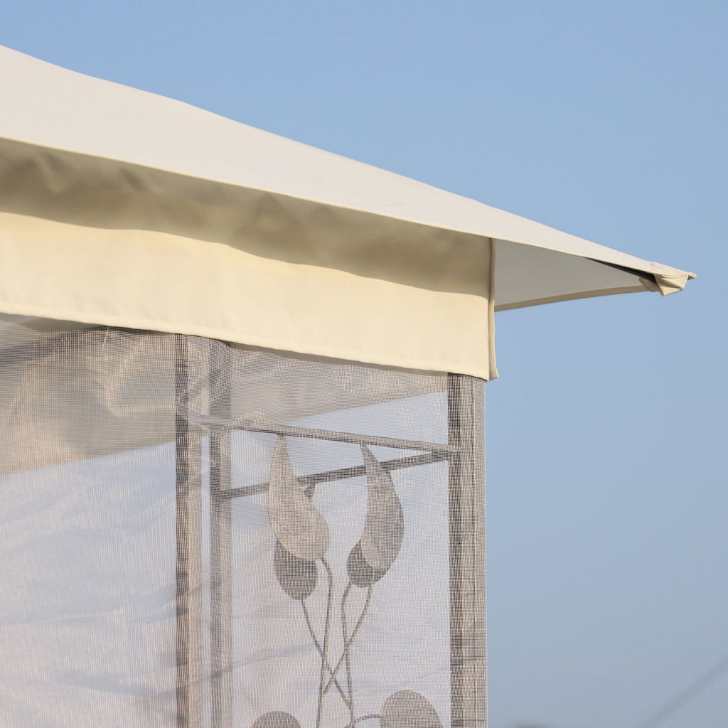 EASYCOMFORT Garden Gazebo 3x3m with Mosquito Net, Steel Frame and Double Roof, White