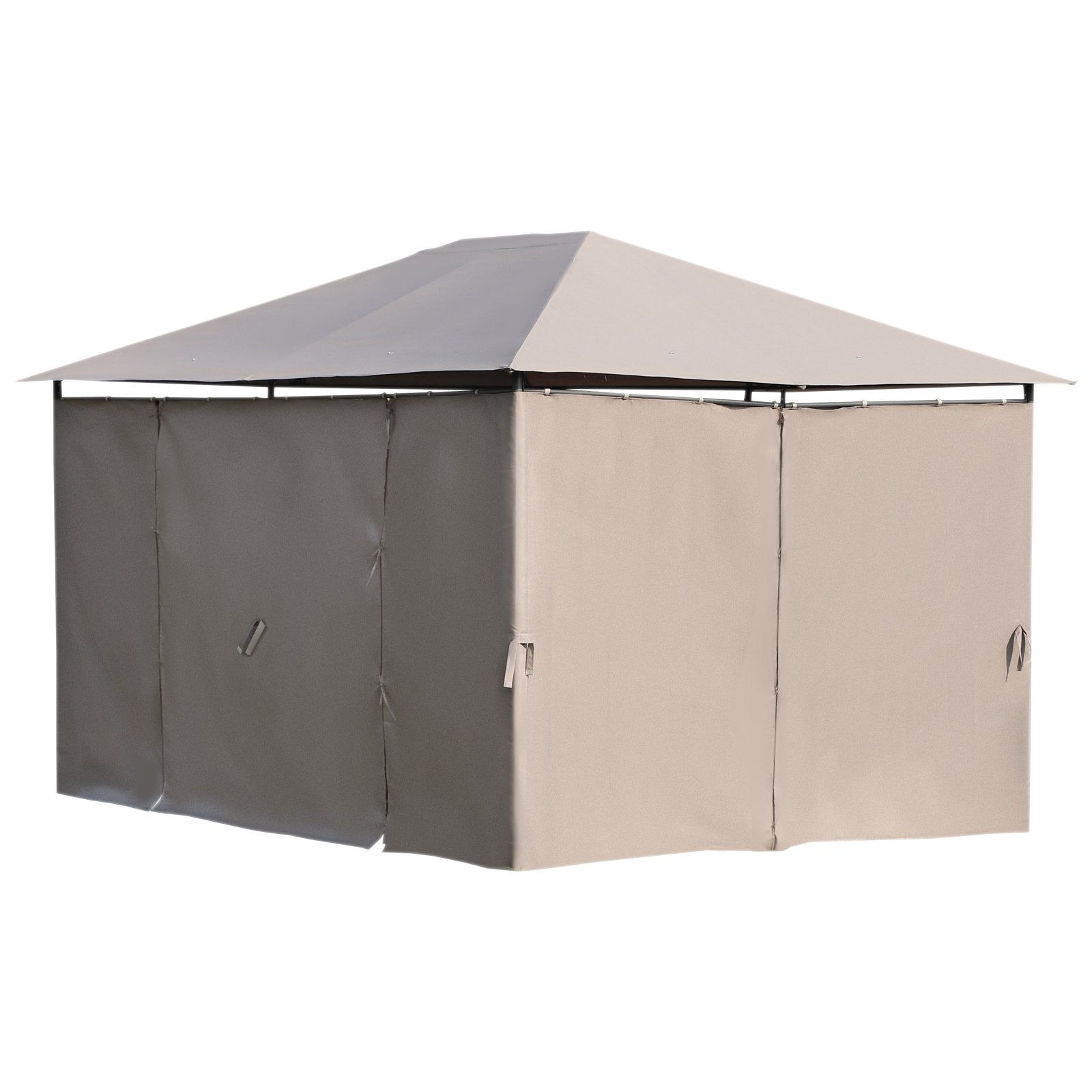 EASYCOMFORT Garden Gazebo Polyester Sheet 6 Removable Walls 12 Stakes Beige Metal Structure 400 x 300 x 264 cm