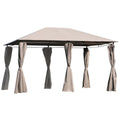 EASYCOMFORT Garden Gazebo Polyester Sheet 6 Removable Walls 12 Stakes Beige Metal Structure 400 x 300 x 264 cm