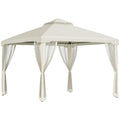 EASYCOMFORT Garden Gazebo 3x3m with Mosquito Net, Metal Structure and Polyester Cover, Beige