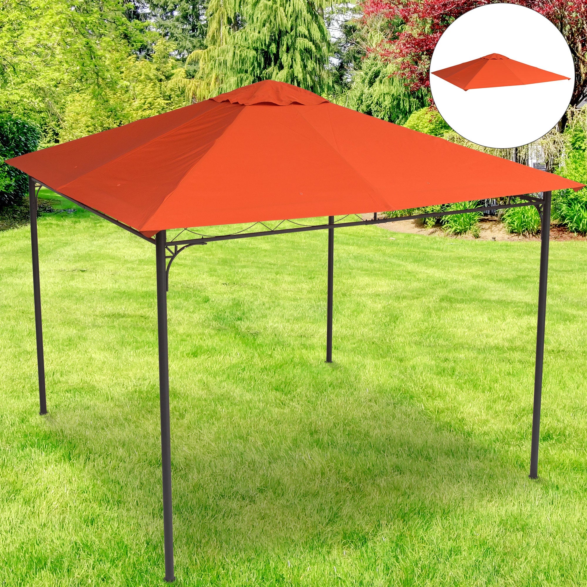 EASYCOMFORT Replacement Roof for Gazebo 3x3m in Waterproof Anti-UV Polyester, Orange