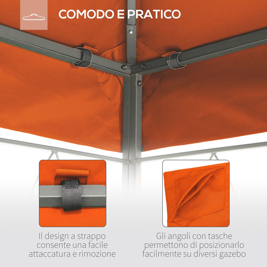 EASYCOMFORT Replacement Roof for Gazebo 3x3m in Waterproof Anti-UV Polyester, Orange