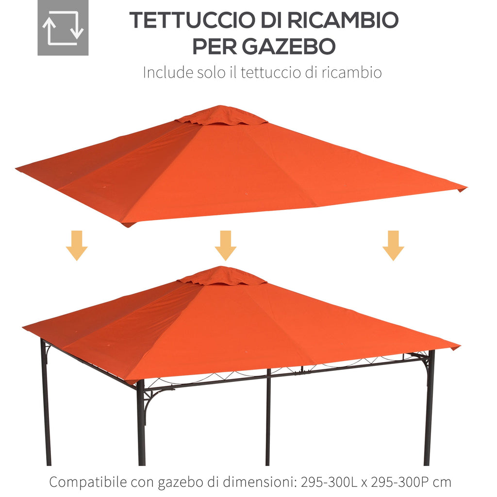 EASYCOMFORT Replacement Roof for Gazebo 3x3m in Waterproof Anti-UV Polyester, Orange