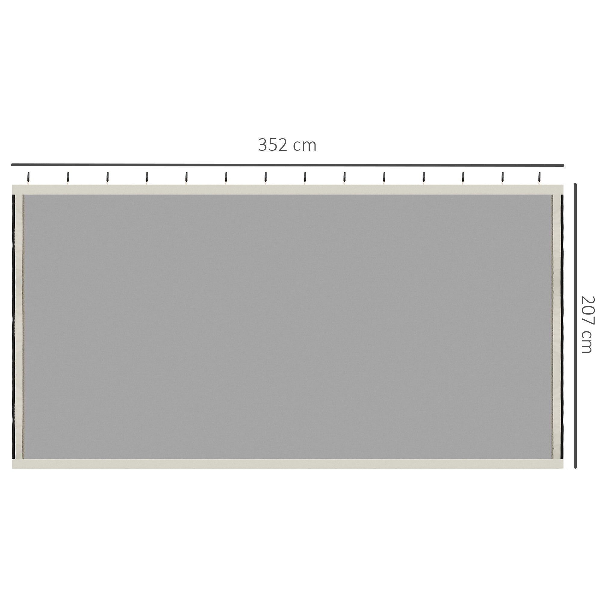EASYCOMFORT Mosquito net for Gazebo 3x4m with zips and rings, 352x207cm panels - Black/Beige