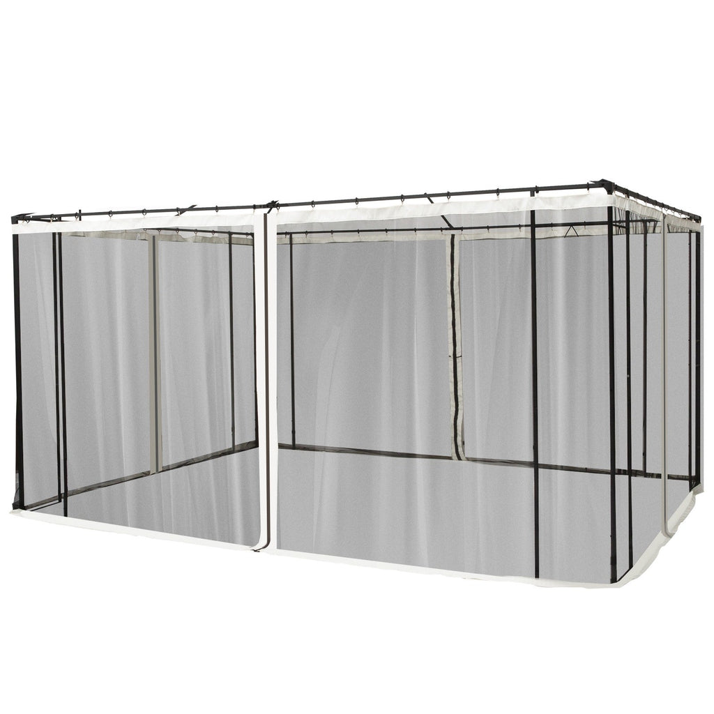 EASYCOMFORT Mosquito net for Gazebo 3x4m with zips and rings, 352x207cm panels - Black/Beige