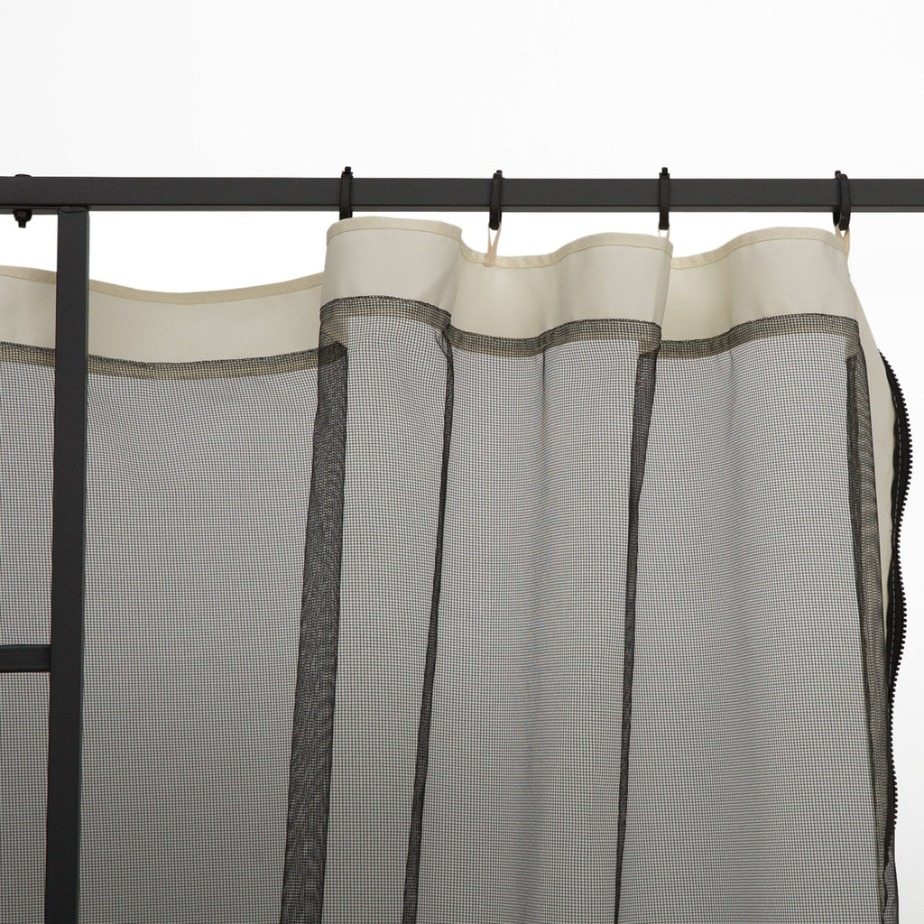 EASYCOMFORT Mosquito Net for Gazebo 3x3m with Zippers and Rings, 302x207cm Panels, Black/Beige
