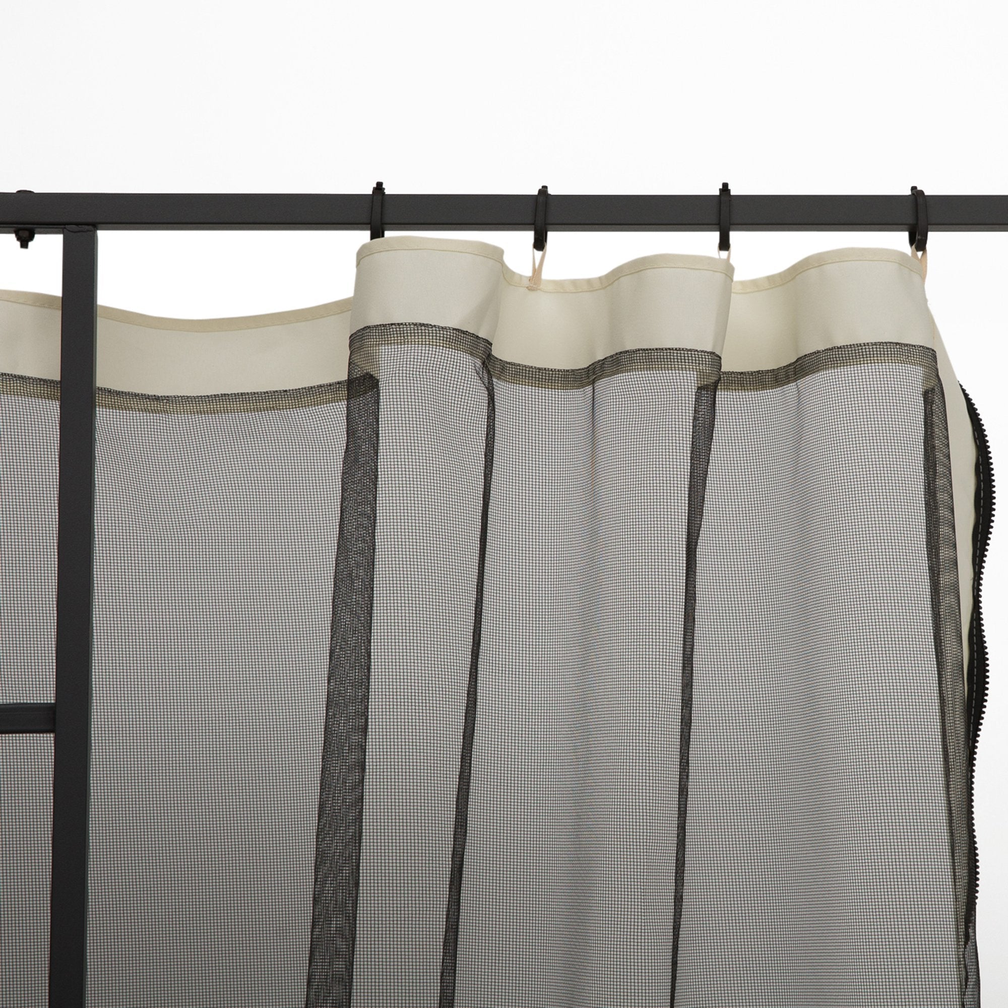 EASYCOMFORT Mosquito Net for Gazebo 3x3m with Zippers and Rings, 302x207cm Panels, Black/Beige