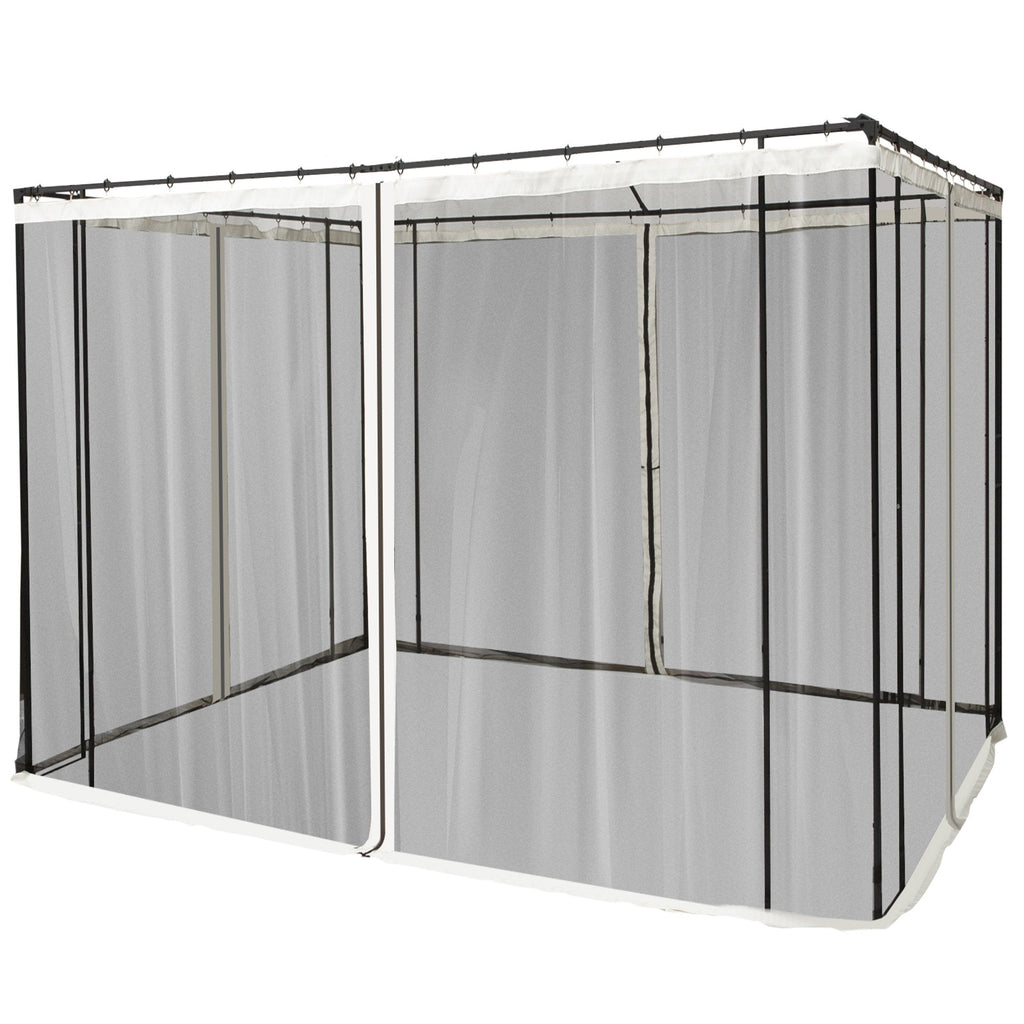 EASYCOMFORT Mosquito Net for Gazebo 3x3m with Zippers and Rings, 302x207cm Panels, Black/Beige